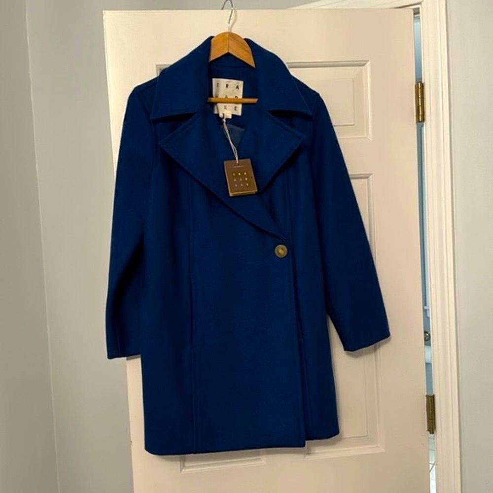 NWT Trademark beautiful blue wool coat, S